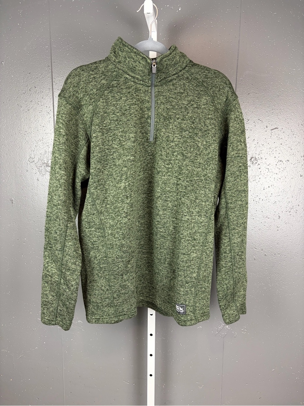 Eddie Bauer Men's Heathered Olive Green Quarter-Zip Pullover